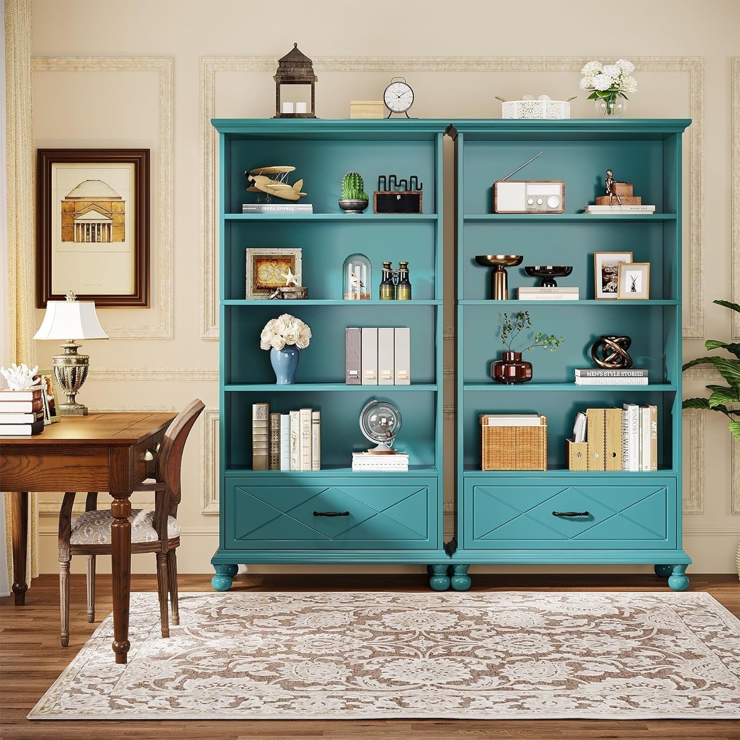 6-Shelf Bookcase Bookshelf with Drawer 71 Book Shelf for Living Room