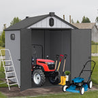 6 ft x 4 ft/6 ft x 8 ft/8 ft x 6 ft/8 ft x 10 ft All-Weather Resin Outdoor Plastic Storage Shed w/Floor, Spire Tool Shed