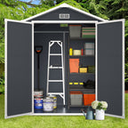 6 ft x 4 ft/6 ft x 8 ft/8 ft x 6 ft/8 ft x 10 ft All-Weather Resin Outdoor Plastic Storage Shed w/Floor, Spire Tool Shed