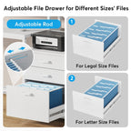 63 Computer Desk with Monitor Stand, Ergonomic Home Office Desks with Drawers File Cabinet