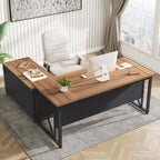 63 L-Shaped Computer Desk with 47 inches Lateral File Cabinet, Executive Desk Home Office Furniture Desk Set