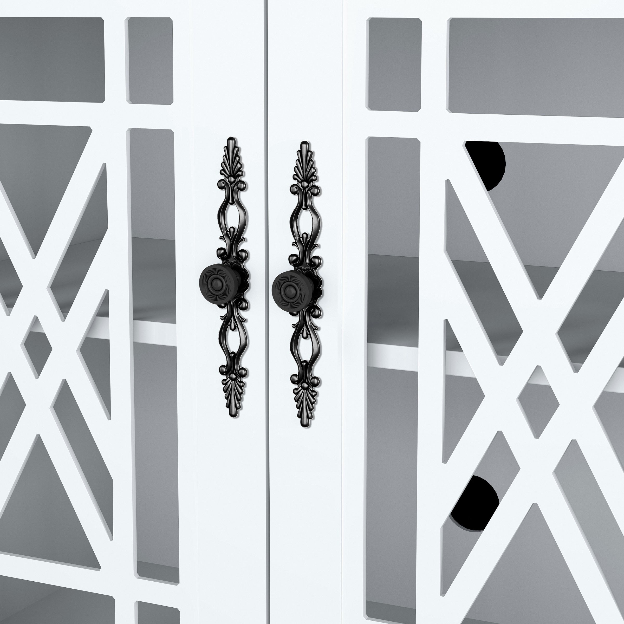 63 Vintage Style Wood Kitchen Accent Buffet Sideboard Cabinet - 63 in Width