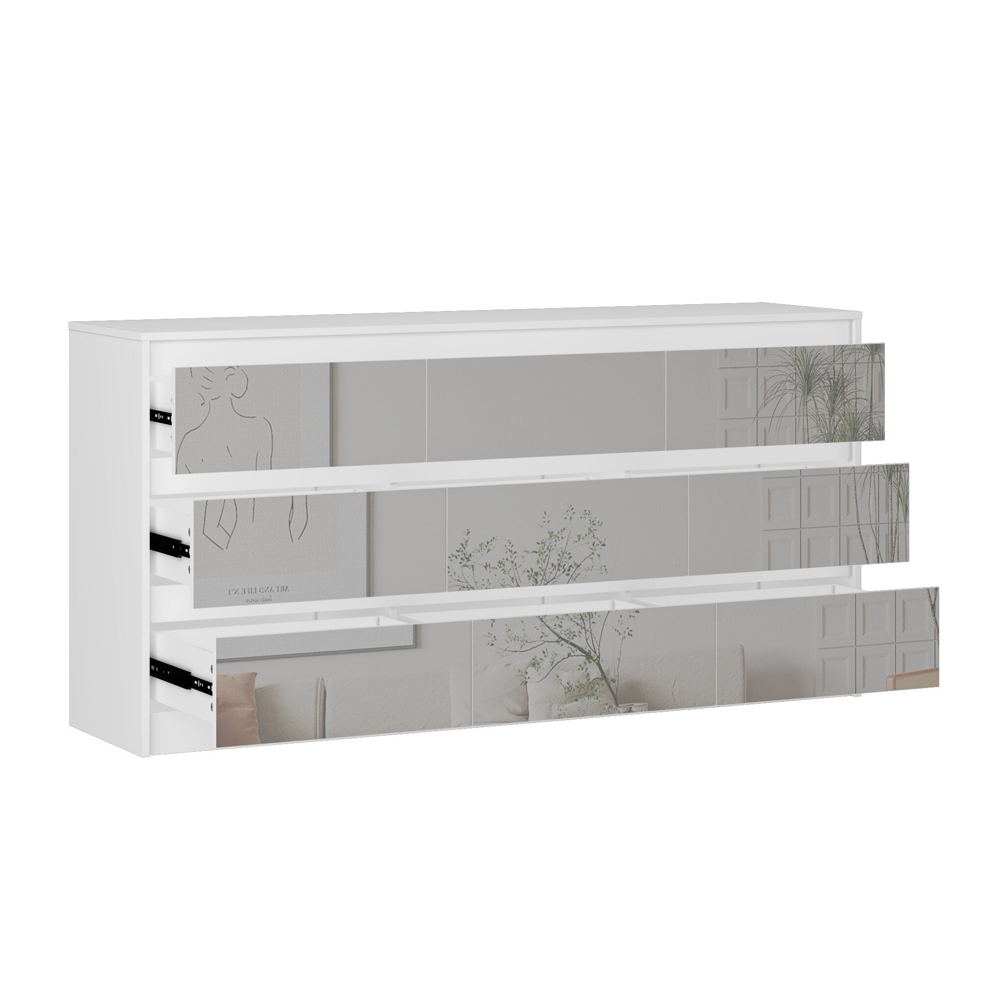 63W 9 Drawer Dresser Accent Dresser for Living Room Bedroom Chest