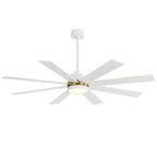 65 Inch 8-Blade Black LED Ceiling Fan with Light and Remote