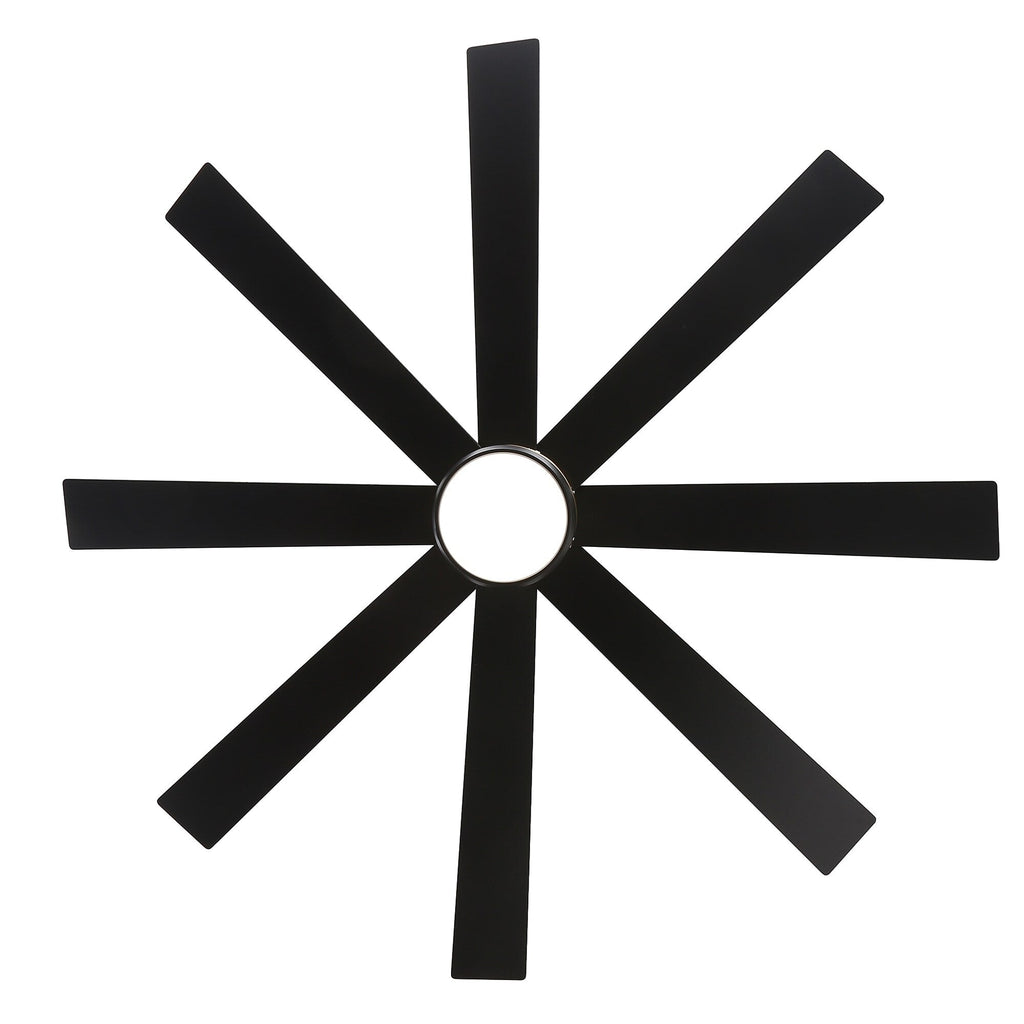 65 Inch 8-Blade Black LED Ceiling Fan with Light and Remote