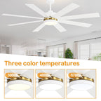 65 Inch 8-Blade Black LED Ceiling Fan with Light and Remote