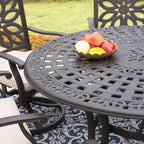 MAISON ARTS Cast Aluminum Dining Chairs/Patio Dining Set with Round Dining Table & 6 Cast Aluminum Patio Chairs