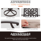 MAISON ARTS Cast Aluminum Dining Chairs/Patio Dining Set with Round Dining Table & 6 Cast Aluminum Patio Chairs