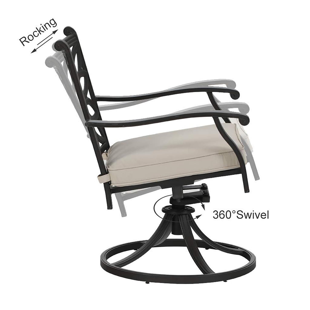 MAISON ARTS Cast Aluminum Dining Chairs/Patio Dining Set with Round Dining Table & 6 Cast Aluminum Patio Chairs