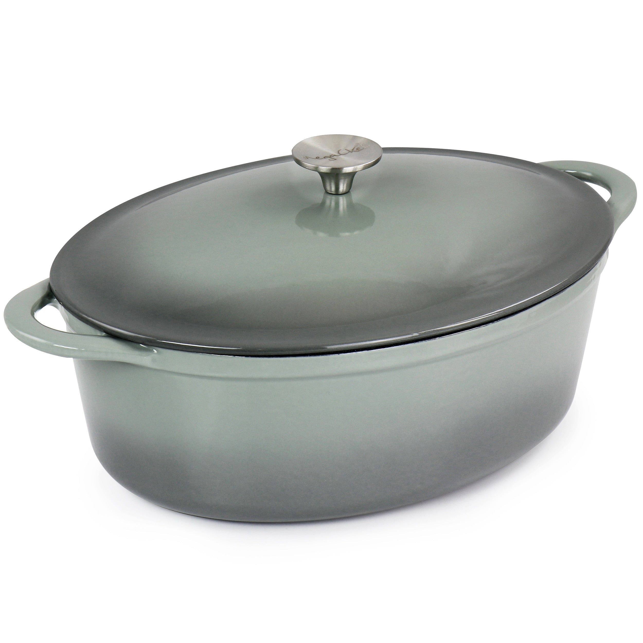 7 Quarts Oval Enameled Cast Iron Casserole in Storm Cloud