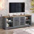 70 in. Rustic Decorative Floral Door TV Stand for up to 80 TVs