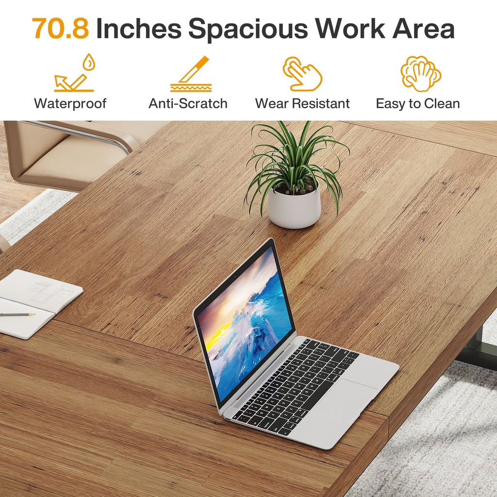 70.8-Inch Executive Desk, Large Computer Office Desk Workstation