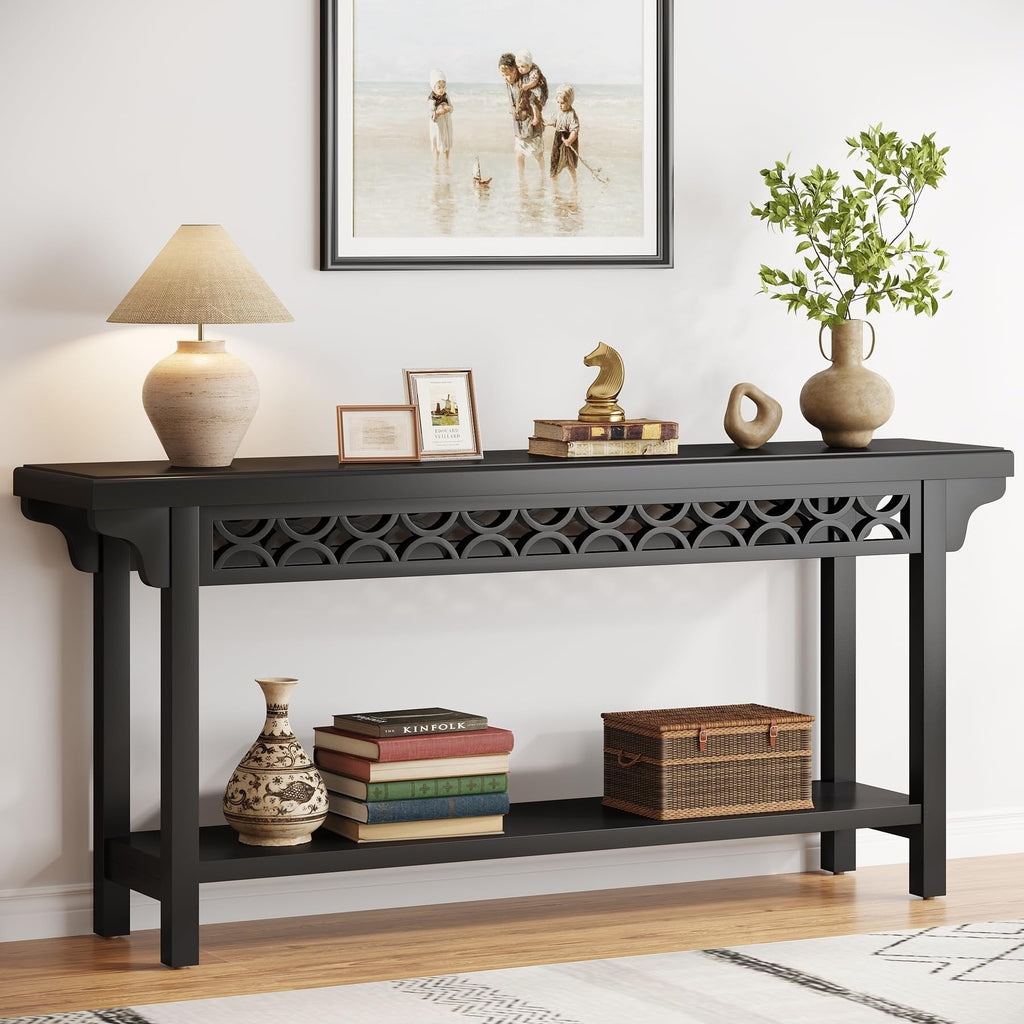 70.8 Inch Farmhouse Solid Wood Long Console Table Sofa Table