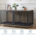 70.86'' Dog Crate Furniture Large Breed TV Stand with Cushion & Double Rooms (No Cushion)