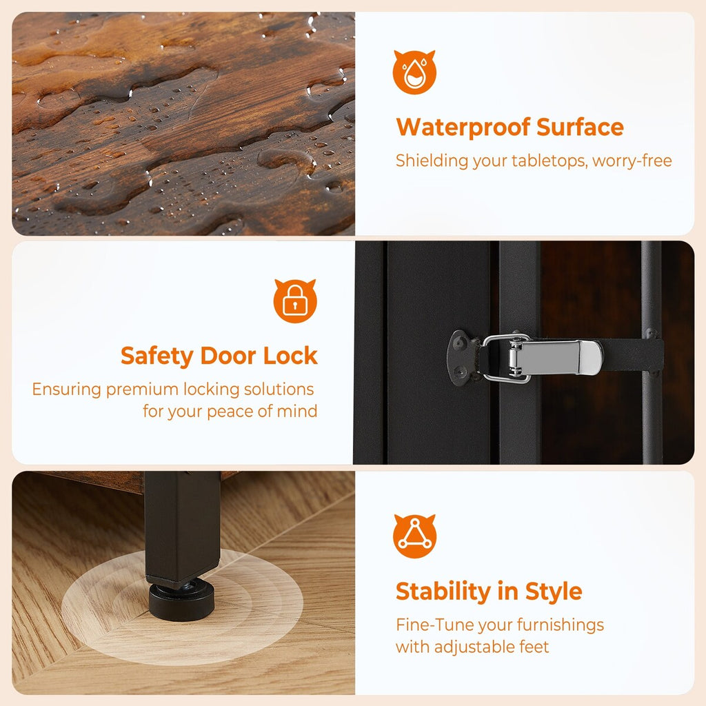 70.86'' Dog Crate Furniture Large Breed TV Stand with Cushion & Double Rooms (No Cushion)