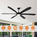72-inch Driftwood 6-Blade Large DC Ceiling Fan with Light and Remote