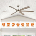 72-inch Driftwood 6-Blade Large DC Ceiling Fan with Light and Remote