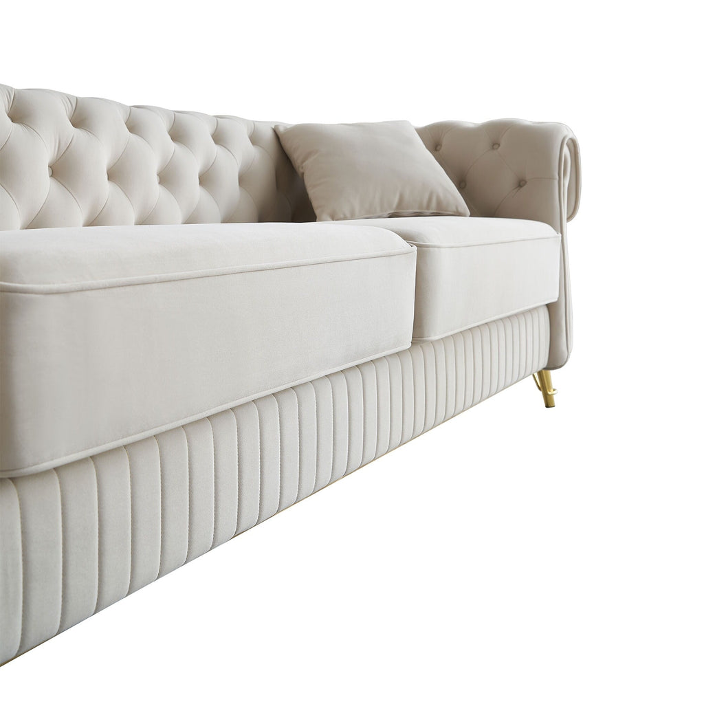 89 Velvet 3-Seater Sofa Sofa with Two Seat Cushions and Two Toss Pillows