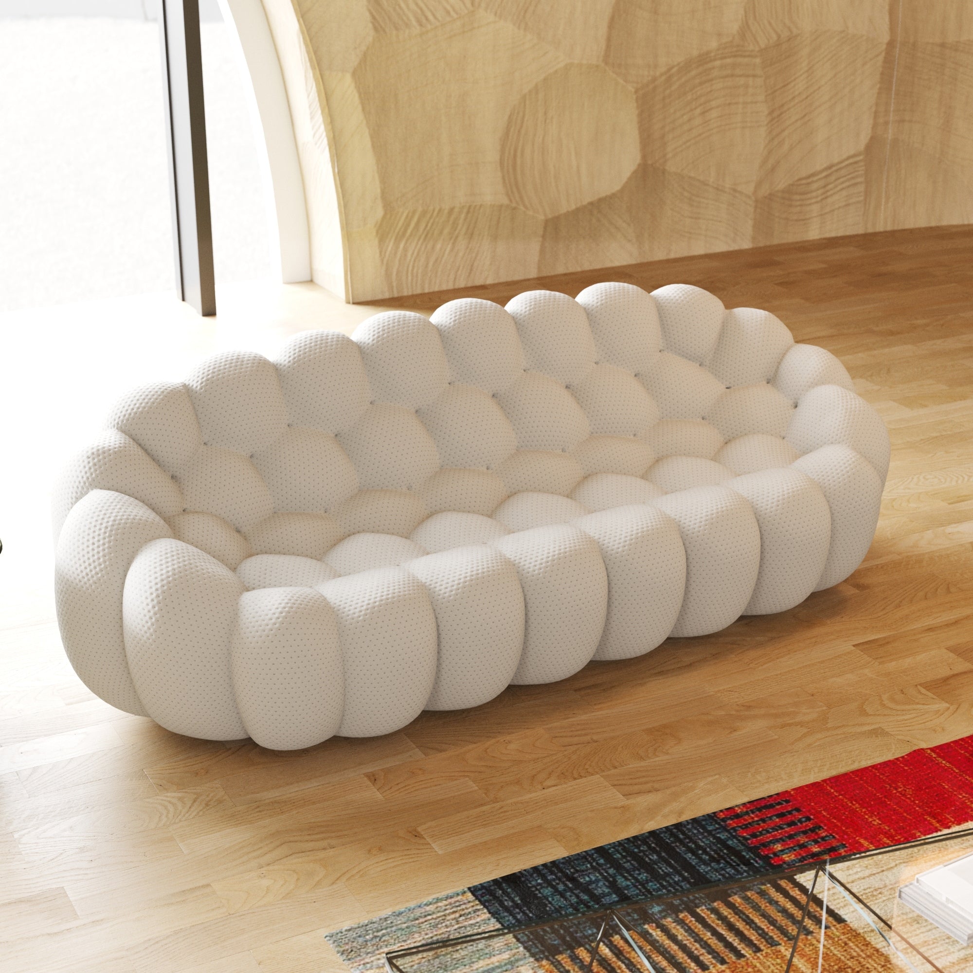 98.43'' Modern Bubble Sofa 3D Honeycomb Shape Lazy Sofa Couch