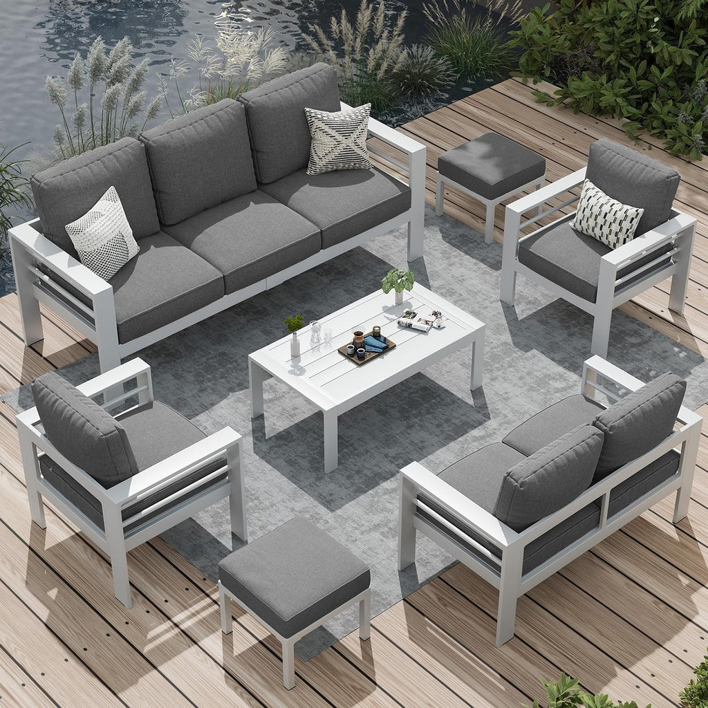 AECOJOY 7 Pieces Aluminum Patio Furniture Set Outdoor Conversation Set