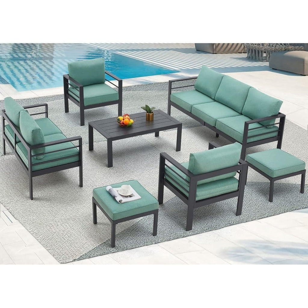 AECOJOY 7 Pieces Aluminum Patio Furniture Set Outdoor Conversation Set