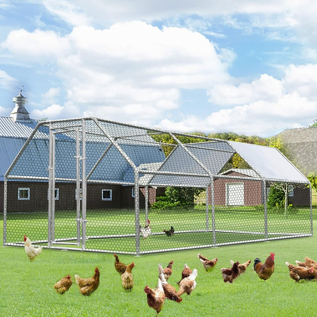 AECOJOY Large Metal Chicken Coop Run Walk-in Metal Chicken Cage