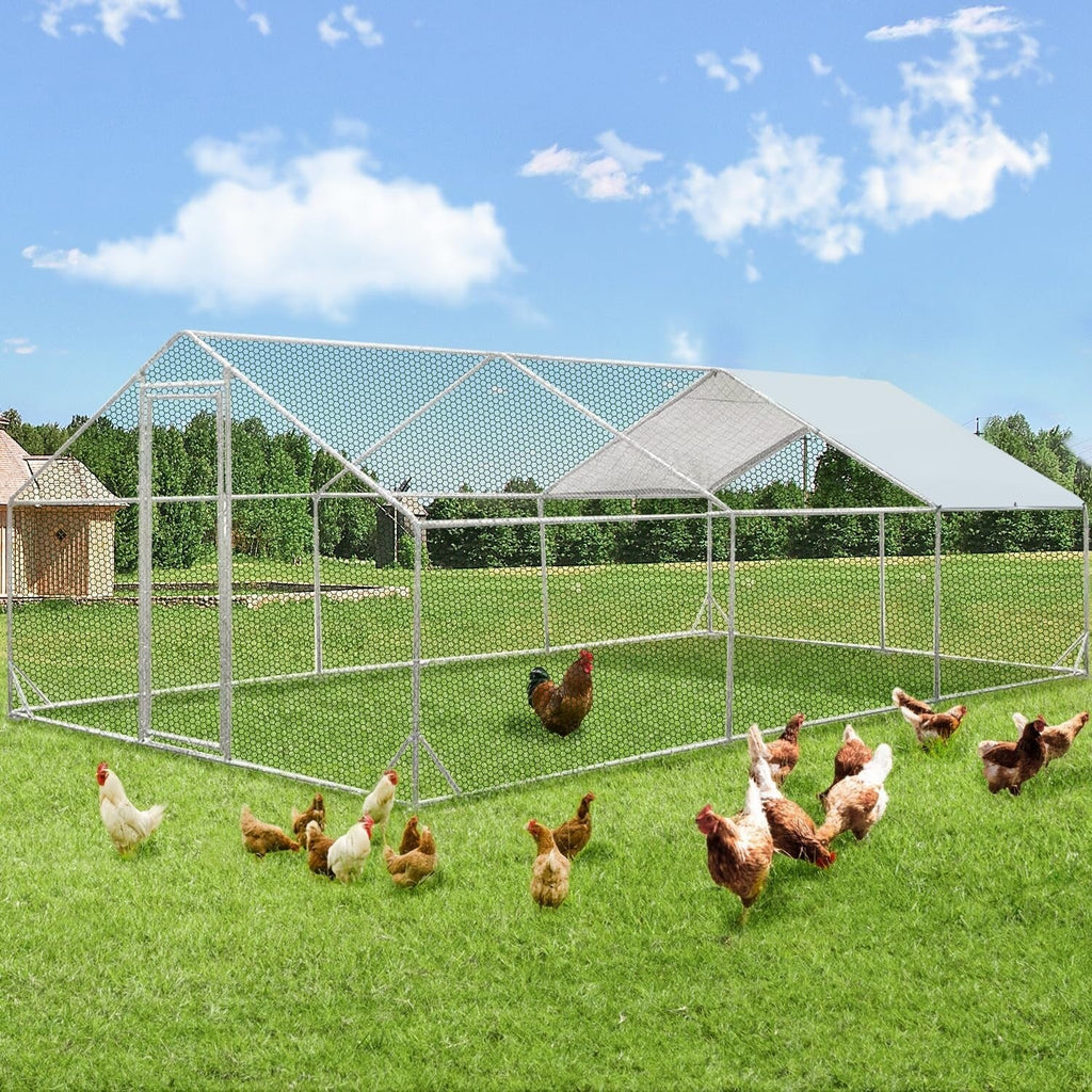 AECOJOY Large Metal Chicken Coop Run Walk-in Metal Chicken Cage