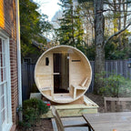 ALEKO 6-8 Person White Finland Pine Barrel Sauna with UL Electrical Heater - 88L x 73W x 79H inch