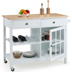 AVAWING 42 Rolling Kitchen Island Microwave Cabinet Trolley Cart