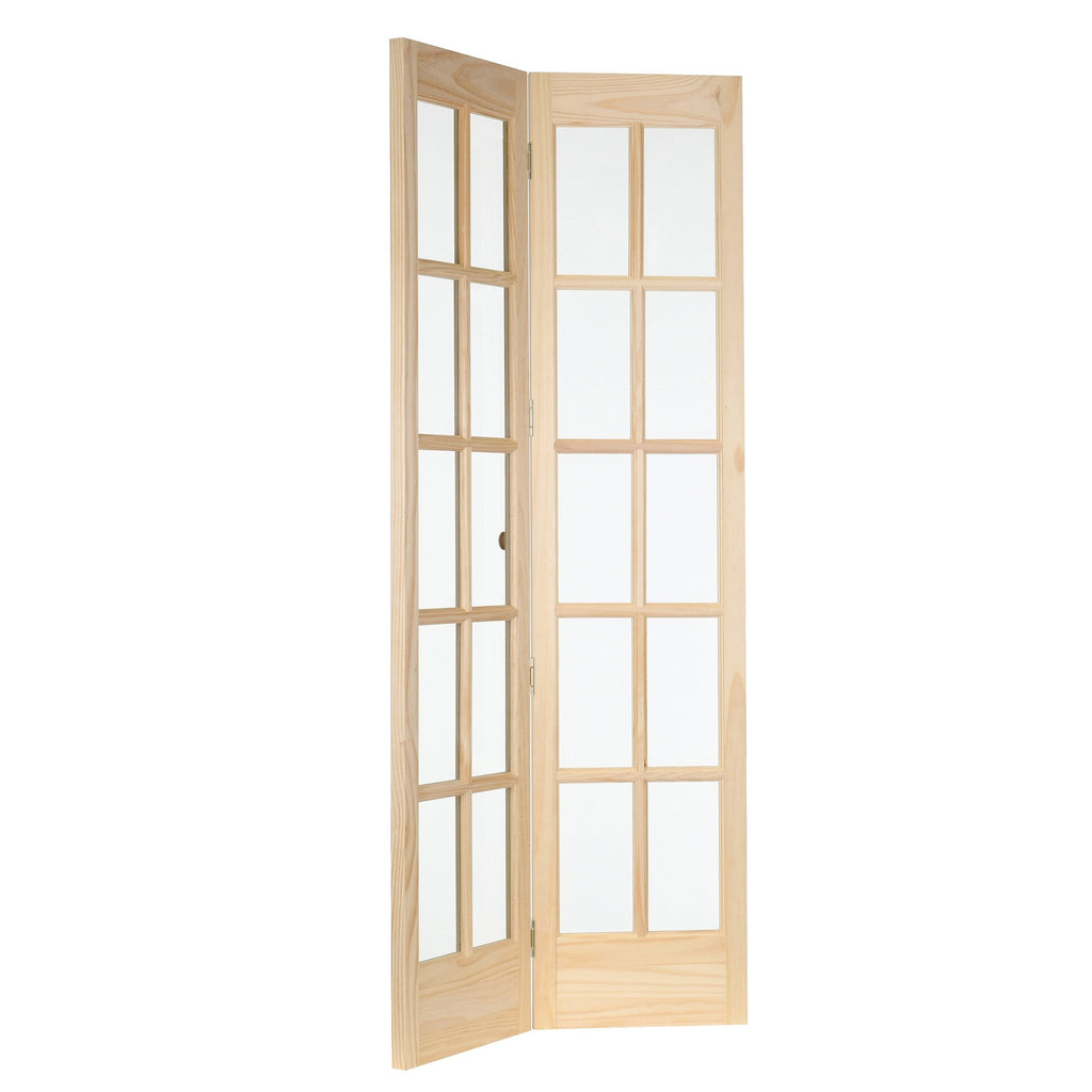 AWC Traditional Divided Glass Unfinished Pine 30-inch Bifold Door