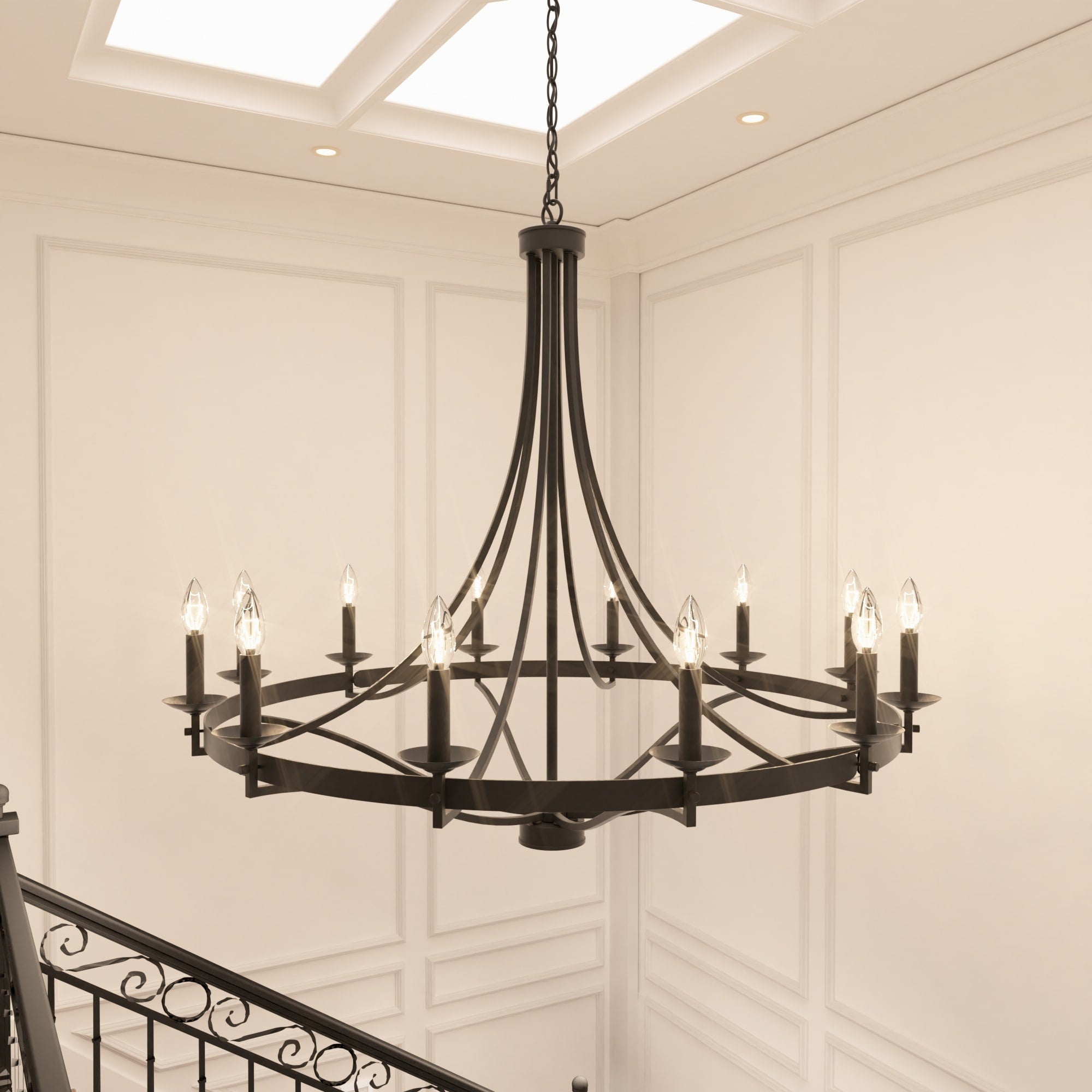 Fidenza 12-light Modern Farmhouse Empire Wagon Wheel Chandelier with UL - D40'' * H135''