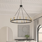 Acroma 12-light Farmhouse 40In Wagon Wheel Chandelier with UL - 40'' D x 138'' H
