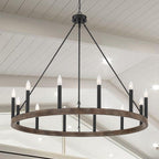 Acroma 12-light Farmhouse 40In Wagon Wheel Chandelier with UL - 40'' D x 138'' H