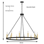 Acroma 12-light Farmhouse 40In Wagon Wheel Chandelier with UL - 40'' D x 138'' H