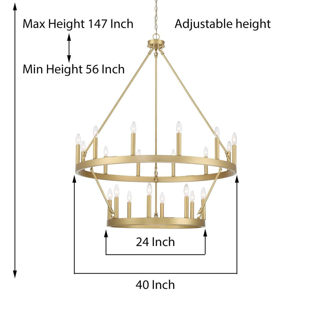 Acroma 20-light Modern Farmhouse 40In Round Wagon Wheel Chandelier with UL