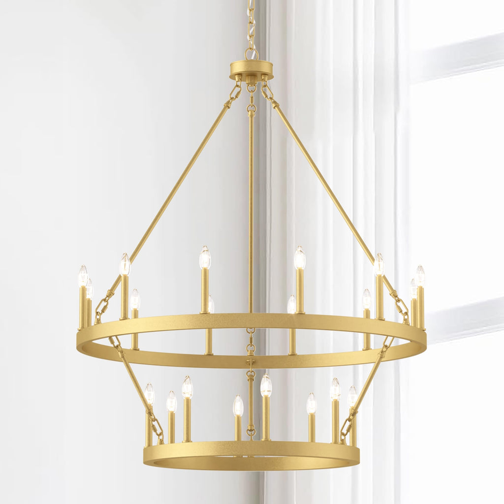 Acroma 20-light Modern Farmhouse 40In Round Wagon Wheel Chandelier with UL