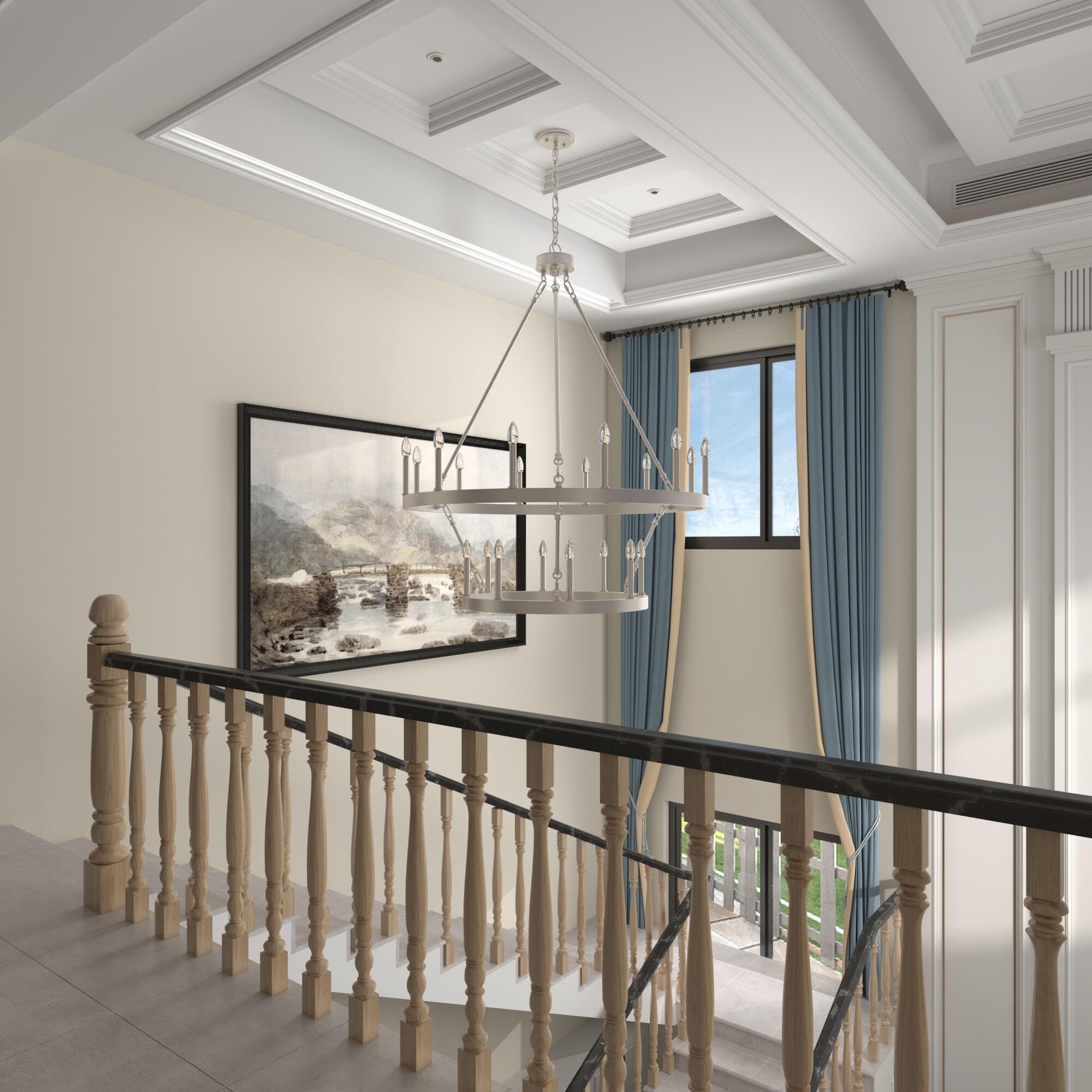 Acroma 20-light Modern Farmhouse 40In Round Wagon Wheel Chandelier with UL