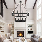 Acroma 20-light Modern Farmhouse 40In Round Wagon Wheel Chandelier with UL