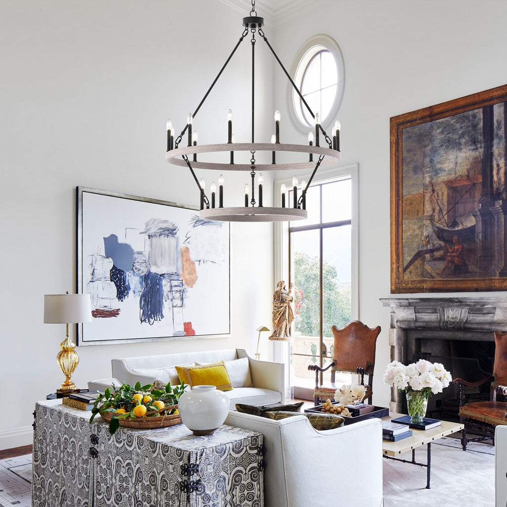 Acroma 20-light Modern Farmhouse 40In Round Wagon Wheel Chandelier with UL