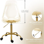 Acrylic Swivel adjustable height Armless Home office Rolling Chair
