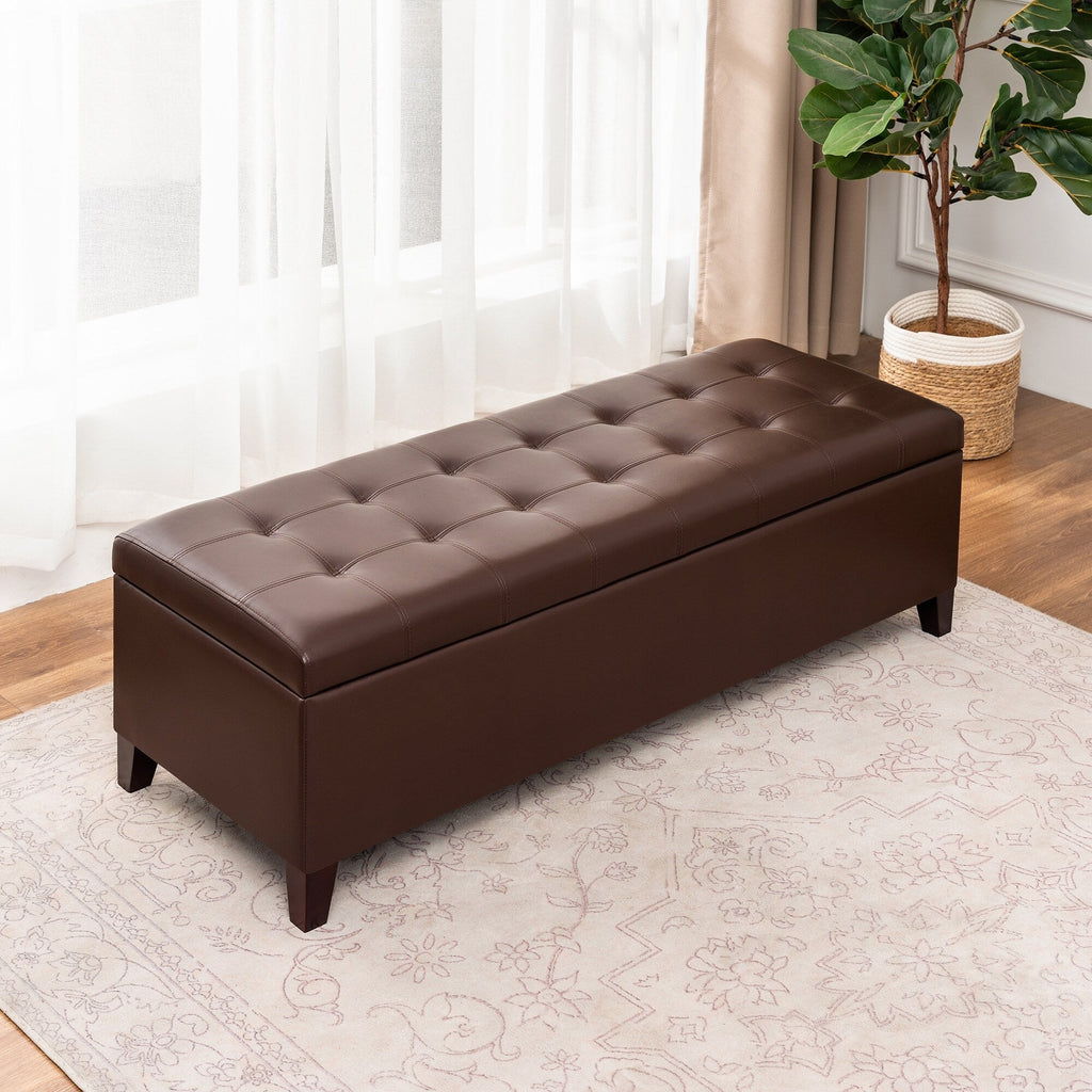 Adeco 50 Bonded Leather Storage Ottoman Bench