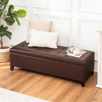 Adeco 50 Bonded Leather Storage Ottoman Bench