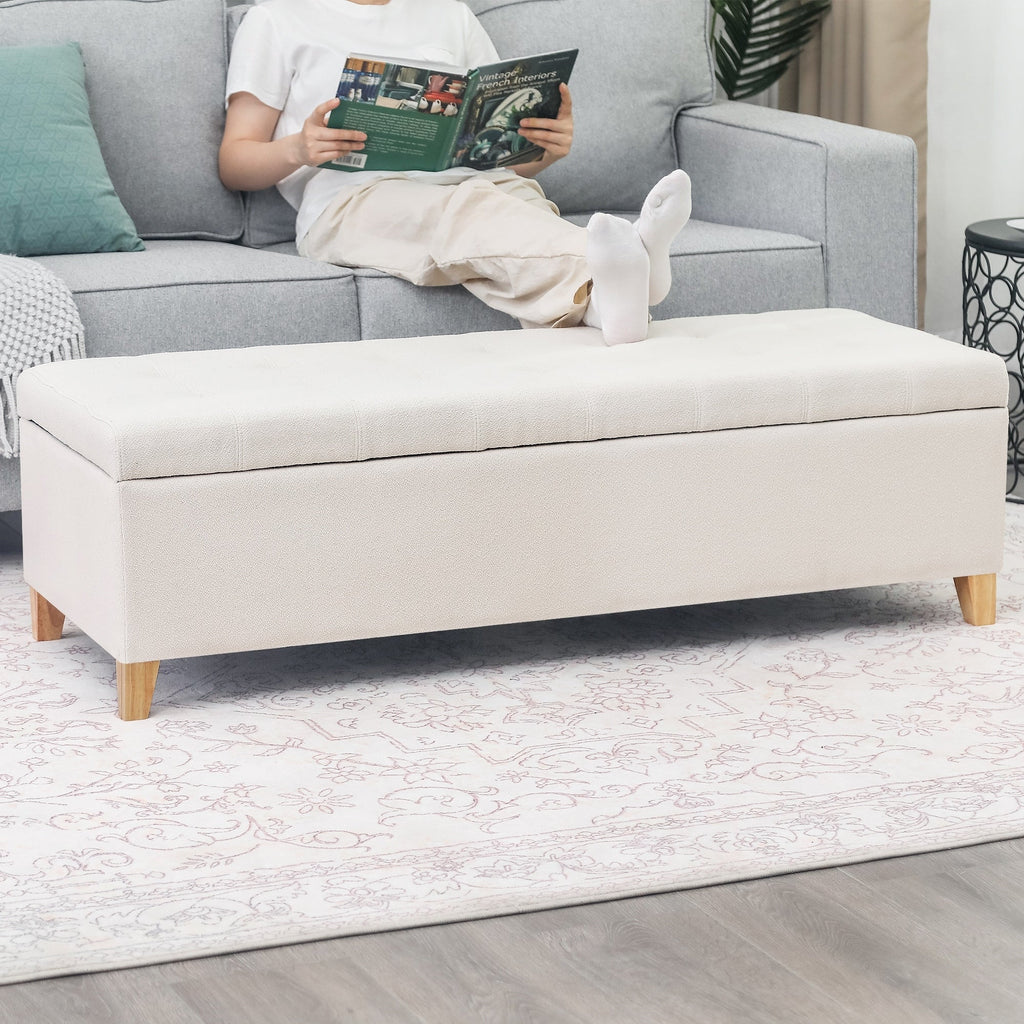 Adeco 50 Bonded Leather Storage Ottoman Bench