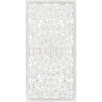 Allen White Washed Hand Carved 48x28-inch Wall Panel with Mirror Inlay