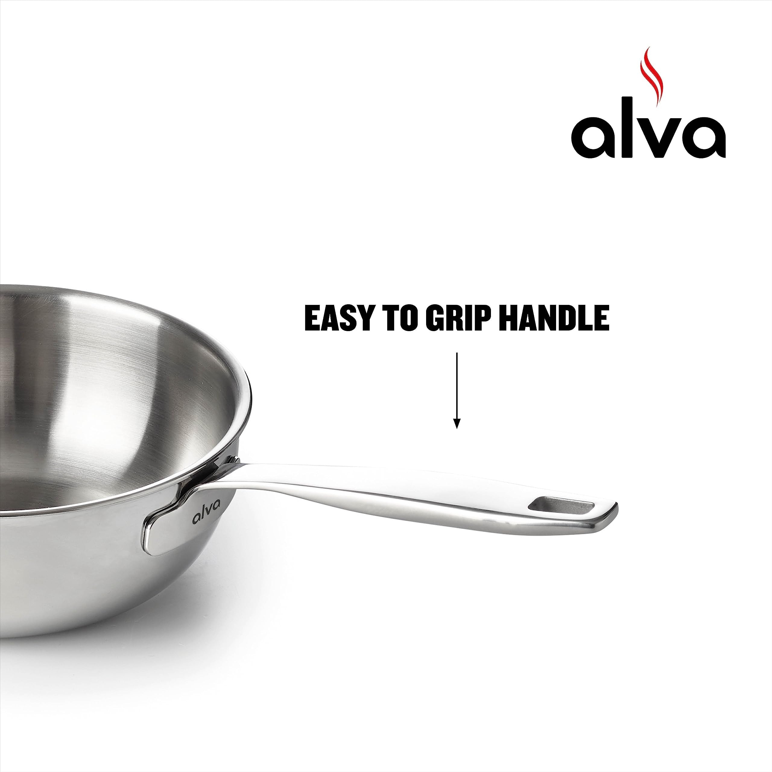 Alva Maestro 5-Ply Stainless Steel Saucier Pan - 1.6 Qt. Non-Toxic
