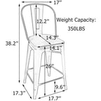 Andeworld farmhouse bar stools ,counter height bar stools set of 4 - Set of 4