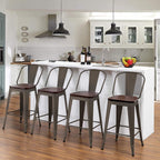 Andeworld farmhouse bar stools ,counter height bar stools set of 4 - Set of 4