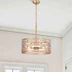 Anita Drum Shade Chandelier with Clear Glass Prism