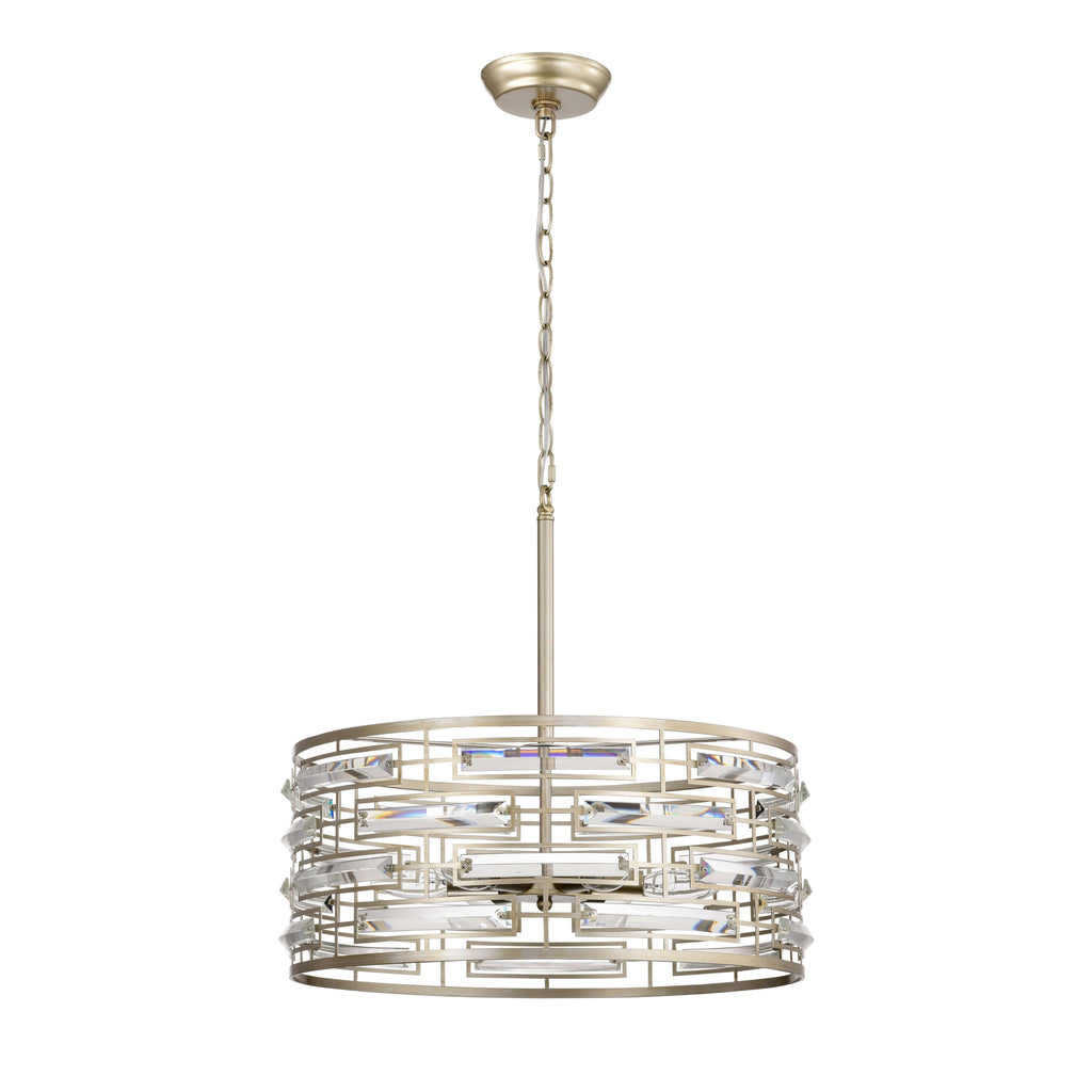 Anita Drum Shade Chandelier with Clear Glass Prism