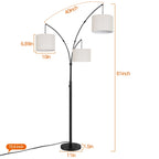 Arc LED Floor Lamp Dimmable Modern Black 3 Light Arched Tall Floor Lamp
